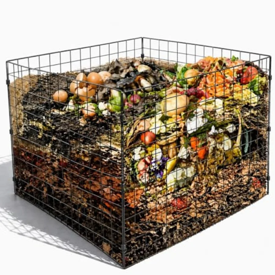 

Large Compost Bin Outdoor, Square Mesh Garden Wire Compost Bin for Stacking Leaves and Yard Waste 36X36X28 Inch