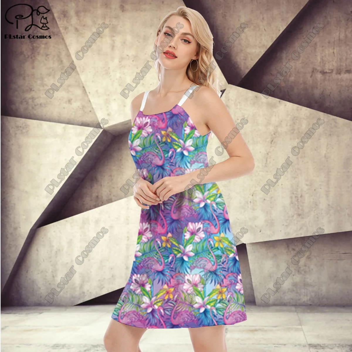 PLstar Cosmos 3D Printed Sling Floral Dress Women's Summer Casual Holiday Style Harajuku Streetwear Collection 1