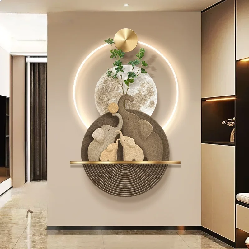 Luminous Elephant Home Sandstone High End Decorative Painting Living Room Corridor Corridor Hanging Painting