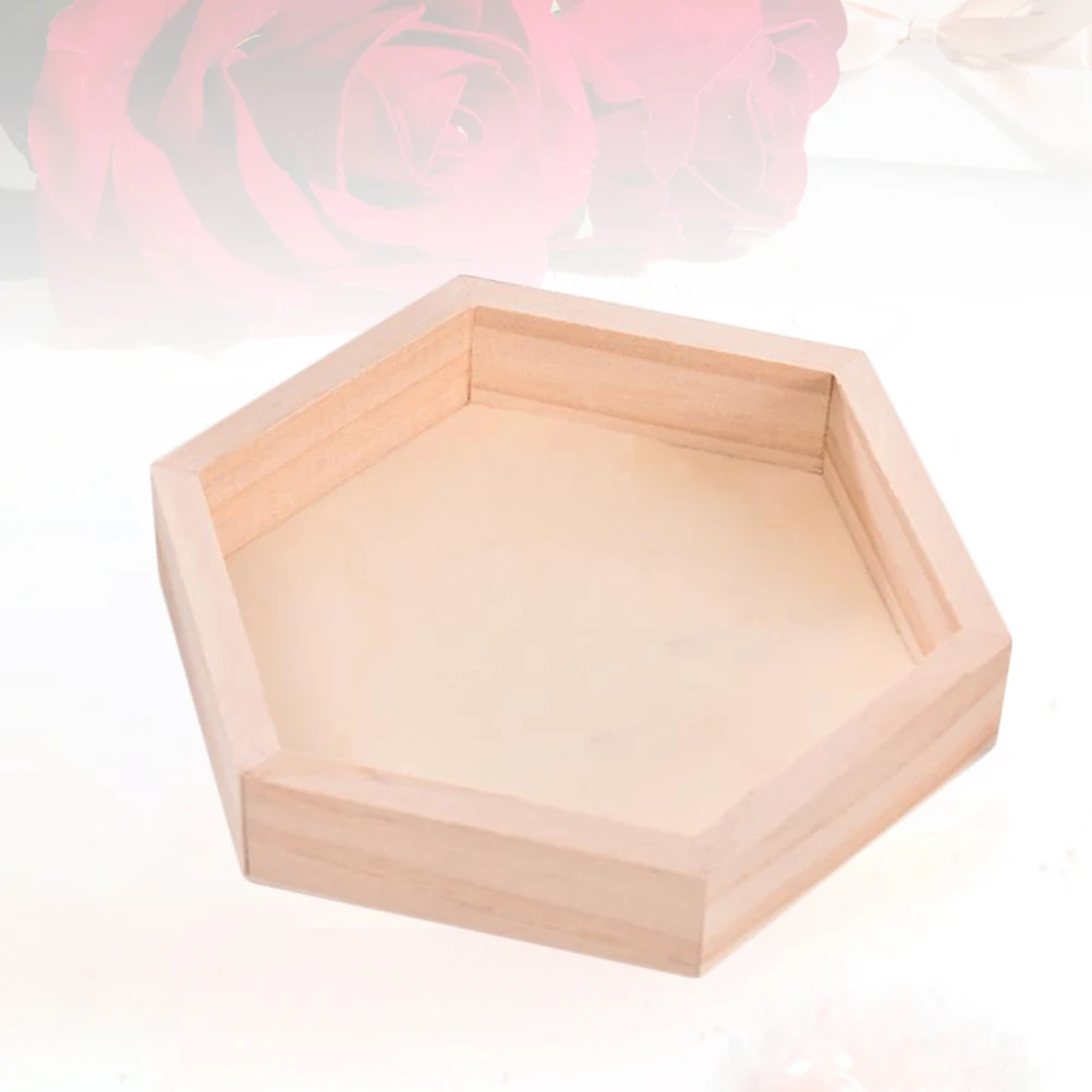 

Accessories Hexagonal Jewelry Box Tray Earring Holder Organizer Wooden Bracelet Dish
