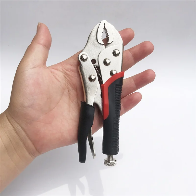 WORTHOWN-Locking Pliers 5Inch Curved Jaw Straight Long Nose Multi-Function Welding Tools Lock Pliers Set