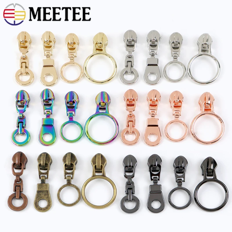5-20Pcs Meetee 5# Zipper Puller for Nylon Zippers O Ring Zips Pull Head Wallet Bags Clothes Zip Replacement Sewing Accessories