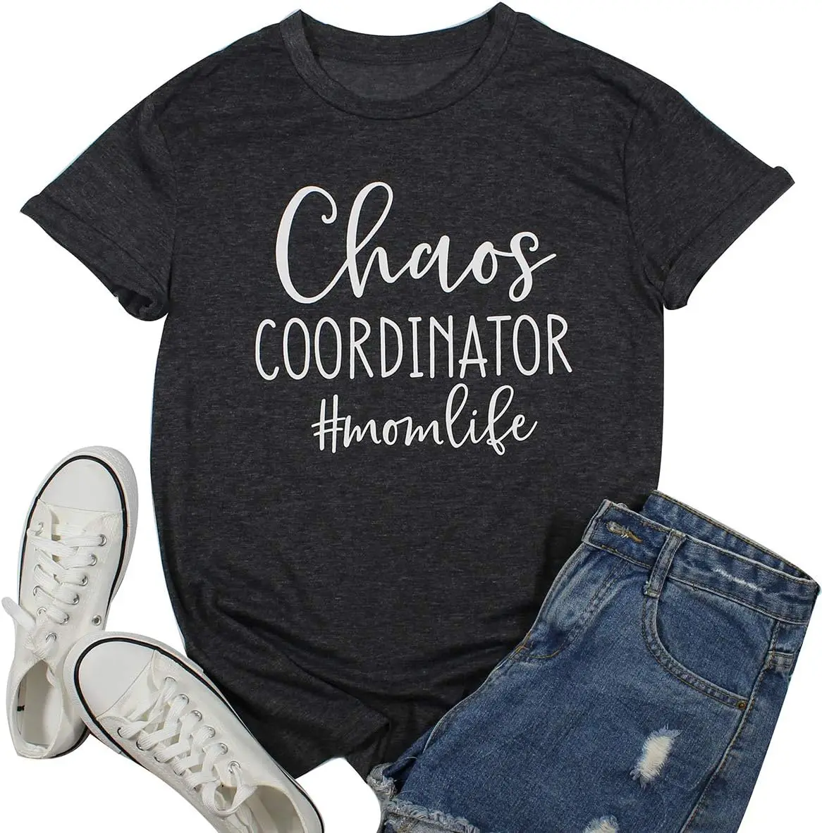 Women Chaos Coordinator Letter Printed T-Shirt Funny Short Sleeve Tops Tee Shirt