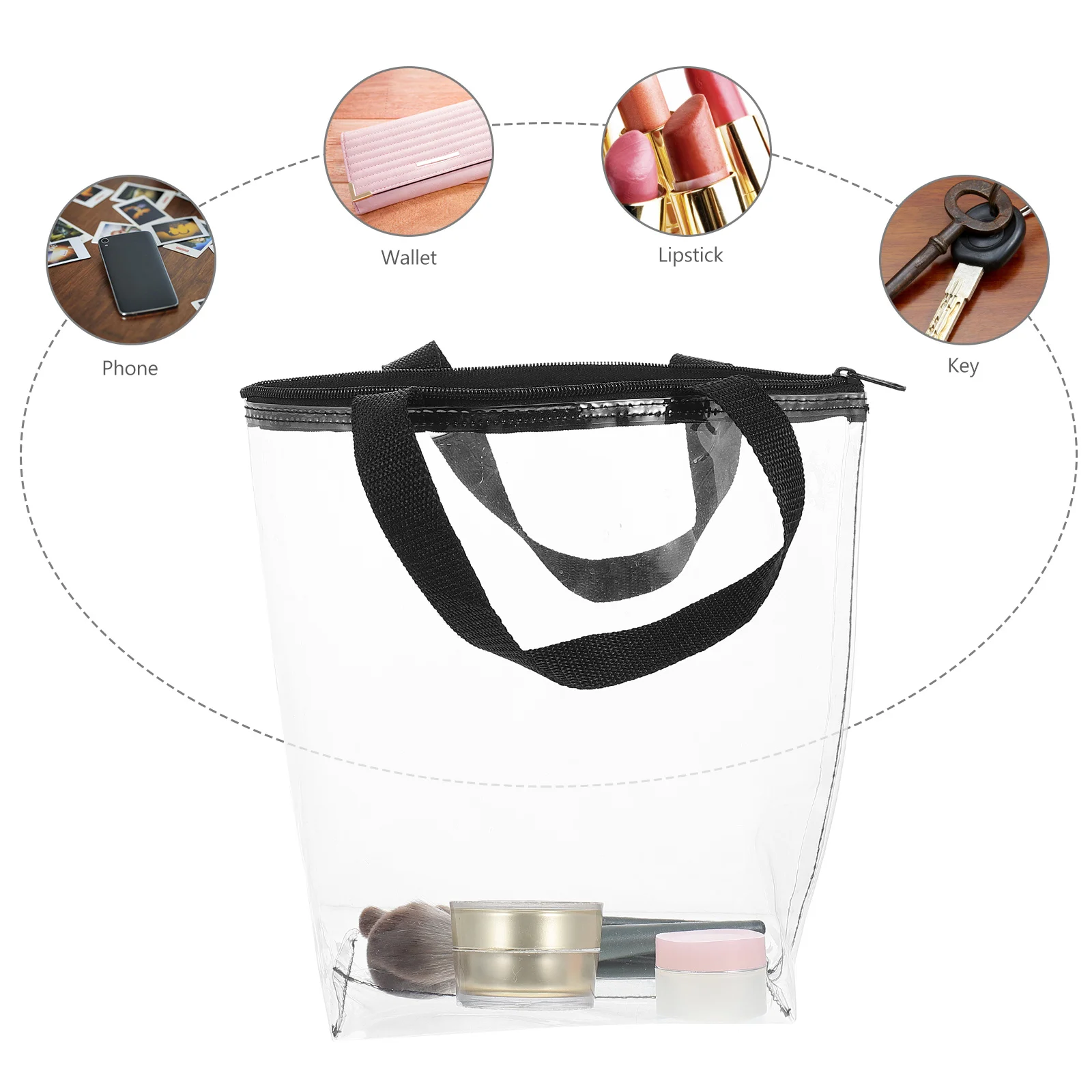 

PVC Transparent Waterproof Toiletry Bag Zipper Handheld Pouch Travel Makeup Organizer Storage Multipurpose