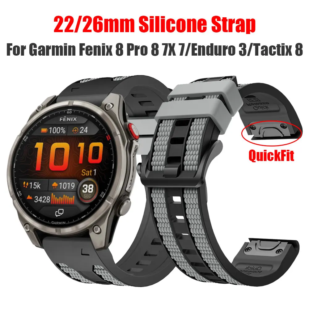 22mm 26mm Silikonarmband für Garmin Fenix 8 Pro 8 7X 7 6/Enduro 3 2/Tactix 8 7/Instinct 3 2X/Epix Pro Uhr Smartwatch-Armbänder