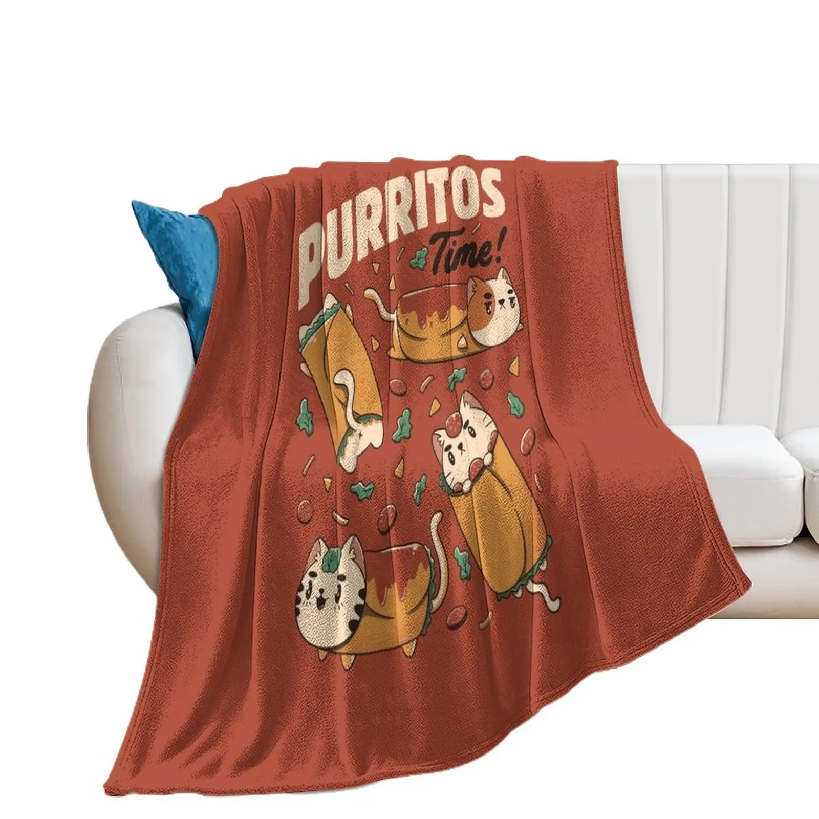 Purritos Time Burrito Cat Funny Mexican Food by Tobe Fonseca Throw Blanket Luxury Brand Sofas Blankets