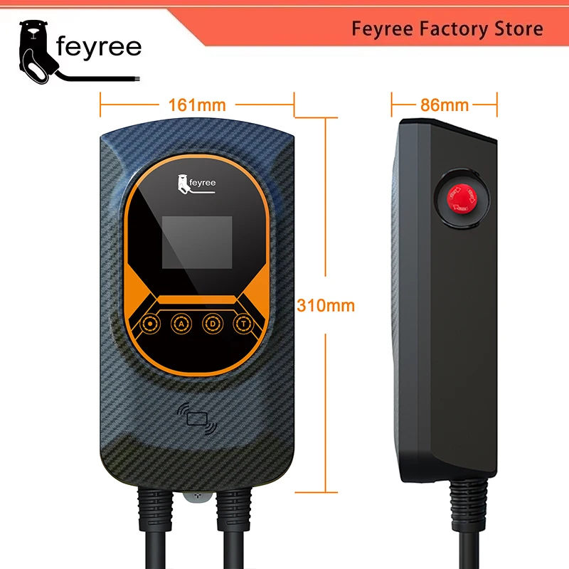 Feyree ev carregador type1 evse wallbox 32a 7.6kw 40a 9.6kw 50a 12kw 1 fase j1772 adaptador controle de aplicativo para carro de veículo elétrico