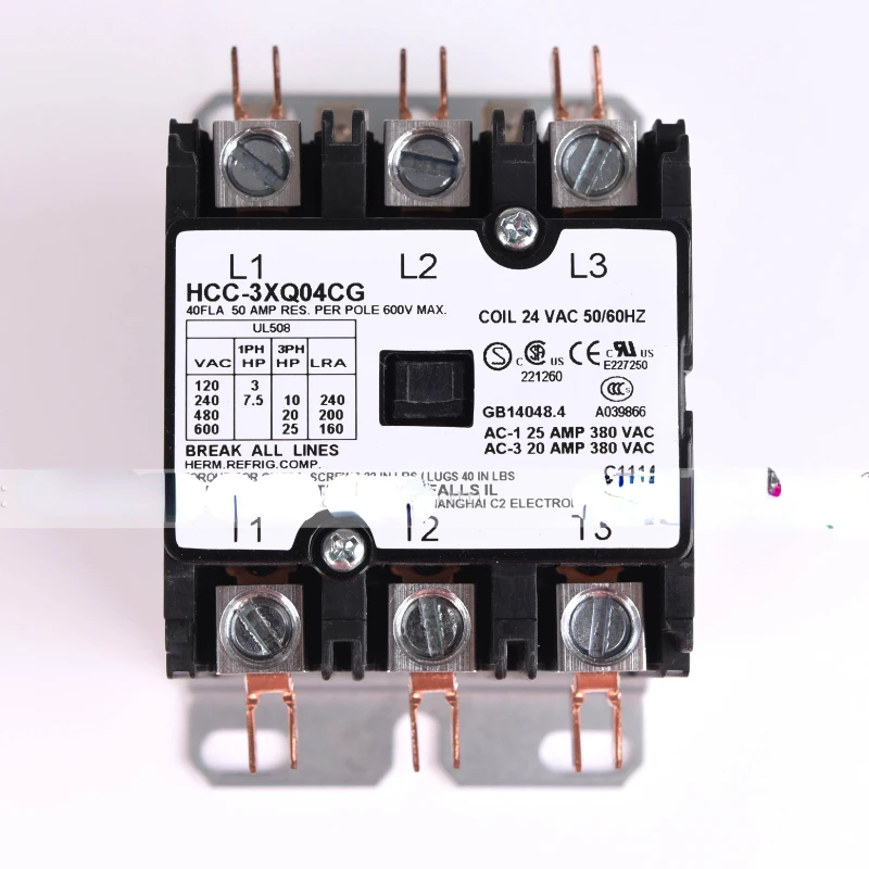 

24V 40A HCC-3XQ04CG UL Controls Three-phase AC Contactor Electrical Accessories HCC3XQ04CG