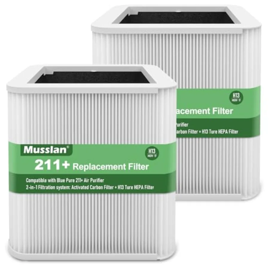

2 Pack 211+ Filter Replacement Compatible with 211+ Air Purifier, 2-Stage Filtration System of H13 True HEPA Filter for 211