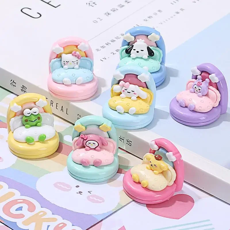 Sanrios Hellokitty Large Size 5-10Pcs Accessories Kawaii Melody Pochacco Kuromi Cinnamoroll Sleep Series New Anime Cartoon Toys