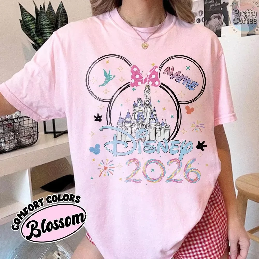 

Летняя футболка Disney Mickey Family Tour Graph 2026, мужская модная хлопковая качественная повседневная свободная футболка с короткими рукавами, классическая унисекс