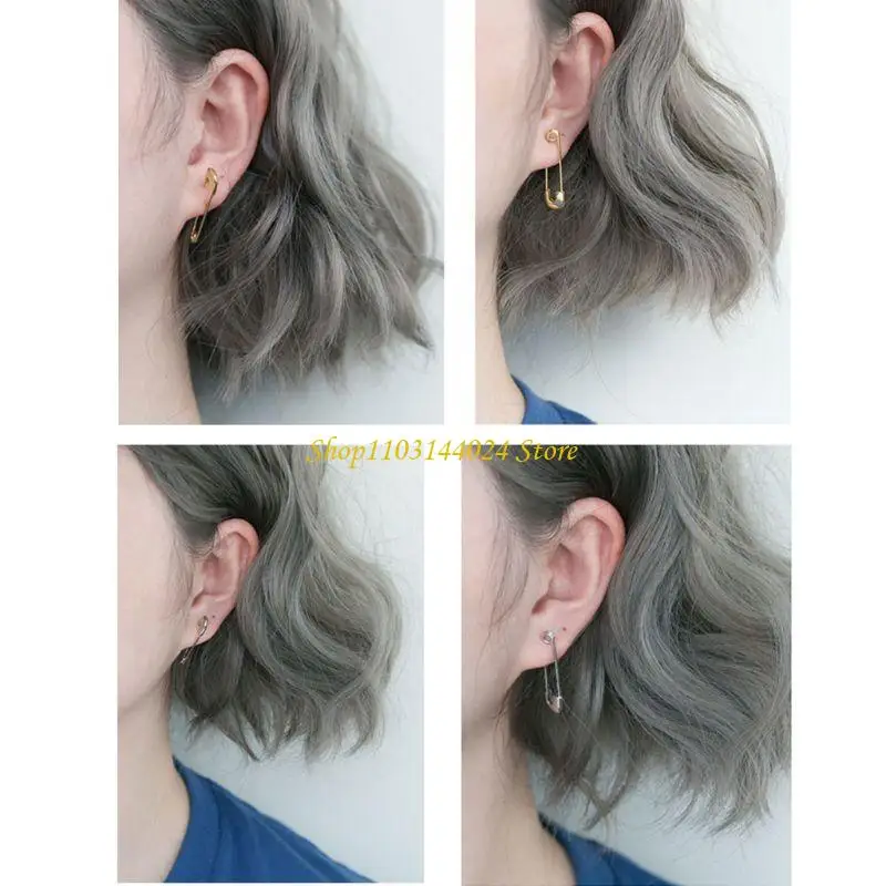 N5KE Exquisite Safety Pin Earrings Ear Threader Punk Rock Silver Simple Punk Small Pin Earrings Jewelry Gifts