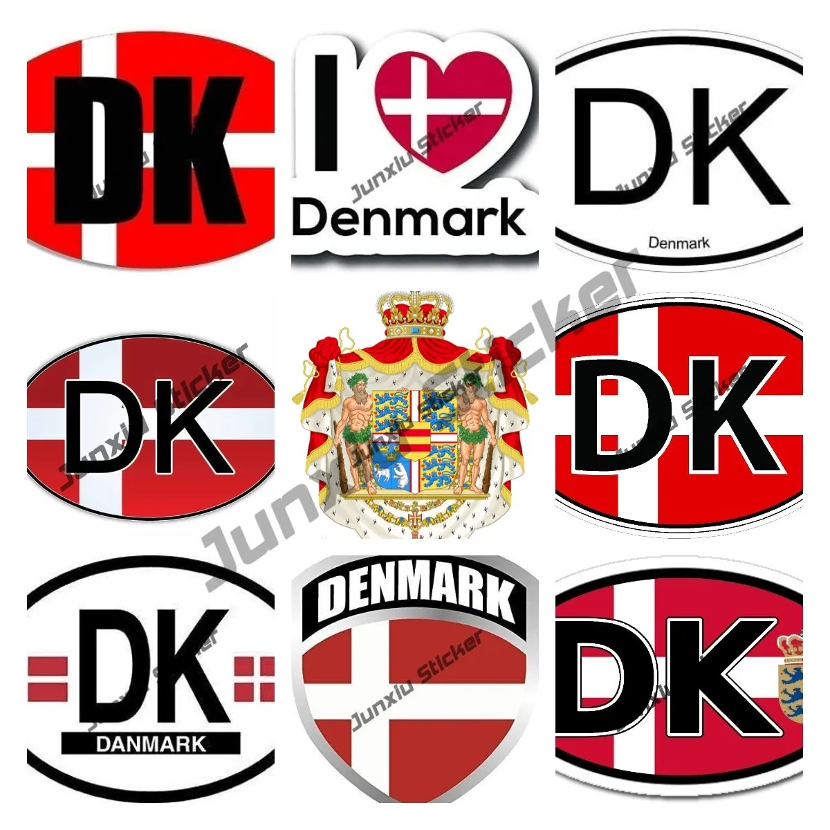 Nordic Country Denmark Country Code Flag Oval Country Initial with Flag Denmark Sticker Cover Scratches Decal Vinyl Decoration