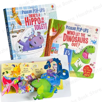 Usborne peculiar pop-ups livro de atividades para crianças imagem engraçada papelão inglês livro dormir história leitura montessori