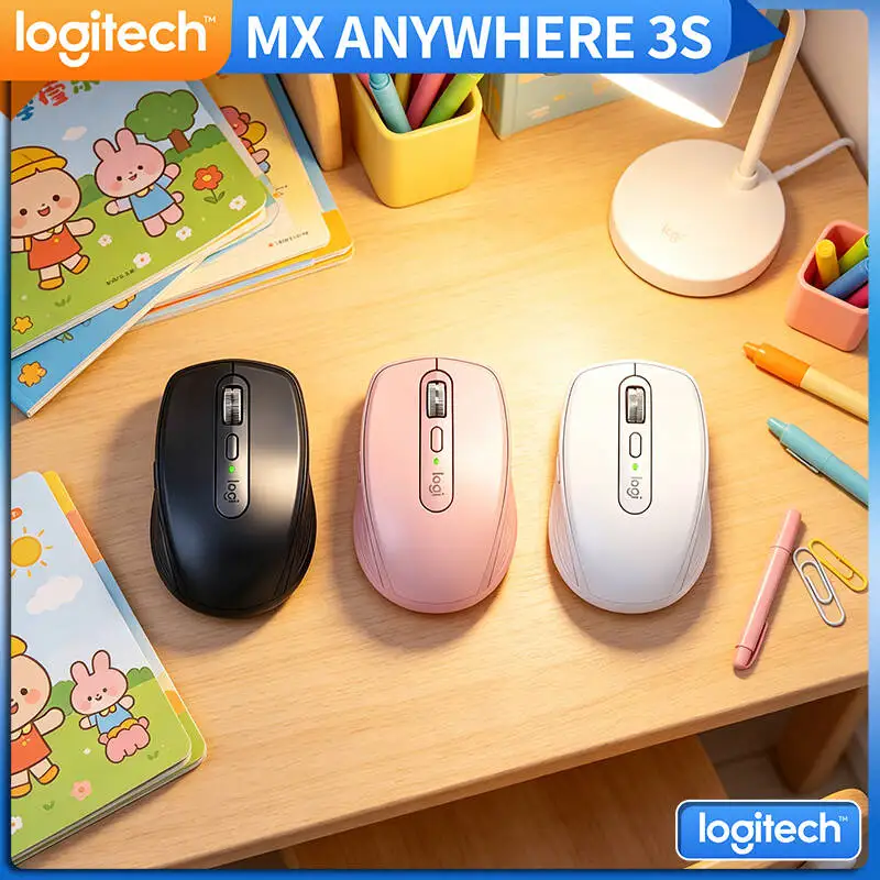 Logitech MX Anywhere 3S Wireless Mouse - 8000 DPI, Hyper-Scroll, Silent Click, Anti-Slip Grip, Travel-Ready for Business Trip