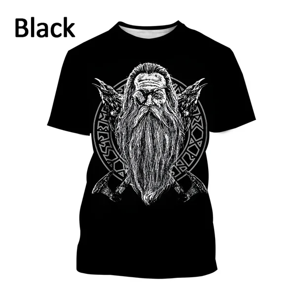 2023 Summer Fashion Viking Odin Men\'s 3D Printed T-shirt Harajuku Short Sleeve T-shirt Unisex Casual Top