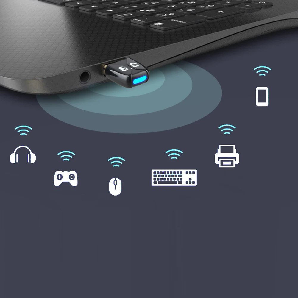 

BT 6.0 Adapter USB BT Adapter Plug and Play Wireless BT Transmitter Receiver for PC Speaker Wireless Mouse Keyboard
