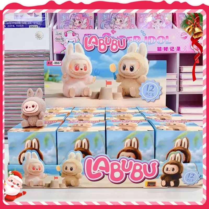 12pcs New Labubu Blind Box Cartoon Flocking Hand-Made Blind Box High-Value Cute Doll Desktop Ornaments Model Children'S Gifts