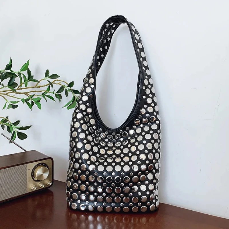 Designer Geometric Shoulder Bag For Women Top Brand Handbag Luxury Shiny Rivet Handmade Evening Clutch Bag Fashion Party Purse