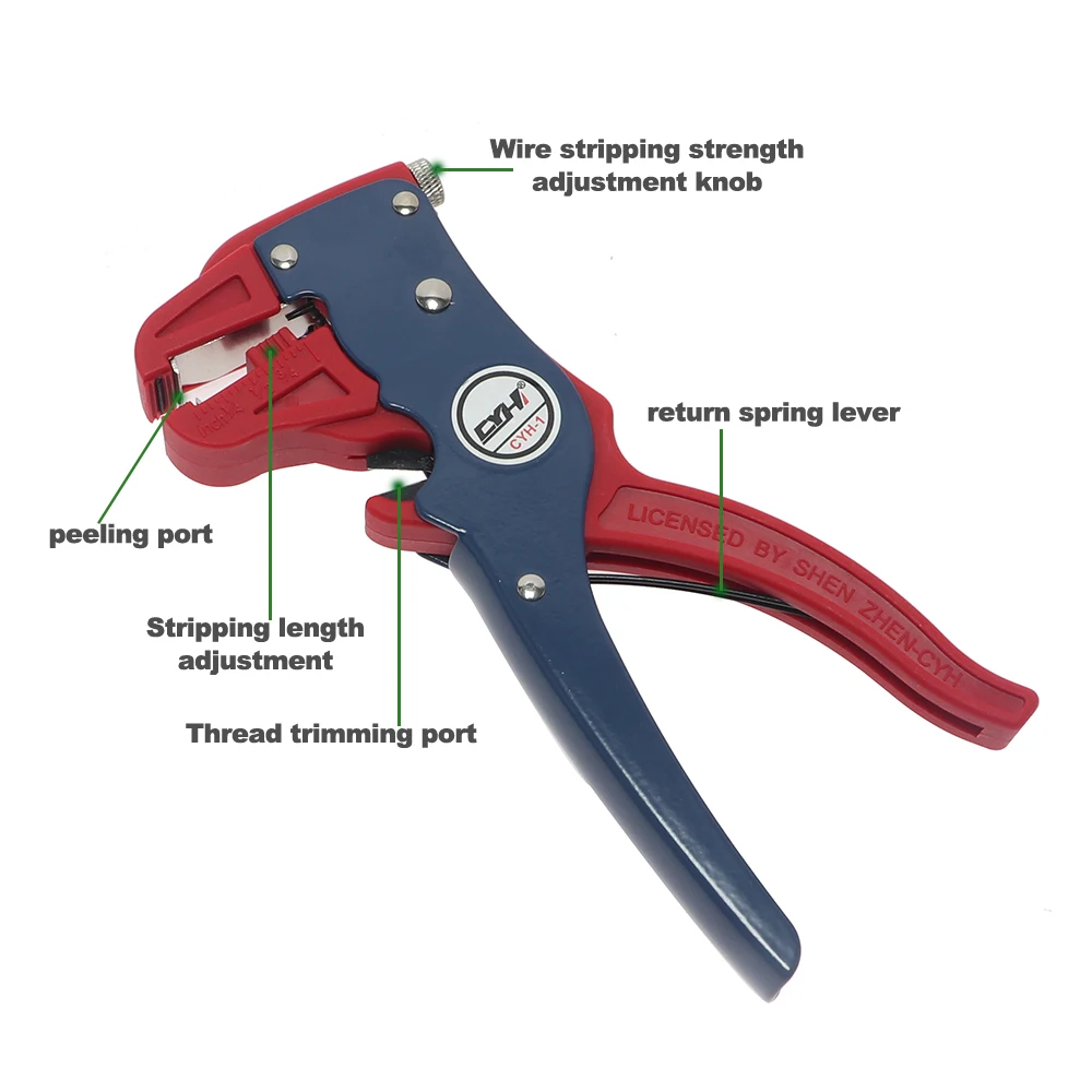 Automatischer Drahtabisolierer, Flachdrahtschneider, Abisolierzange, 0,2 bis 6 mm Längenverstellung für Elektriker – Detail 4