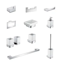 Aluminum Bathroom Accessories Sets Roll Paper Holder Toilet Brush Holder Ceramic Holder Towel Bar Towel Holder Robe Hook Anodize