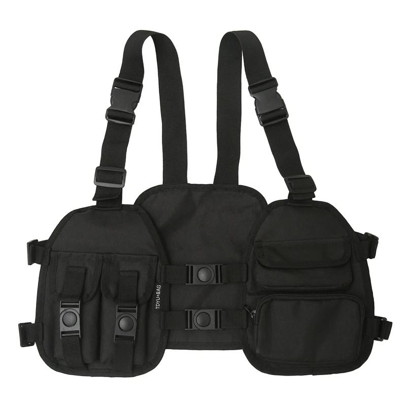 Functional Tactical Chest Bags For Mens Fashion Bullet Hip Hop Streetwear Bags  Waistcoat Waist Packs Unisex Black Chest Rig Bag