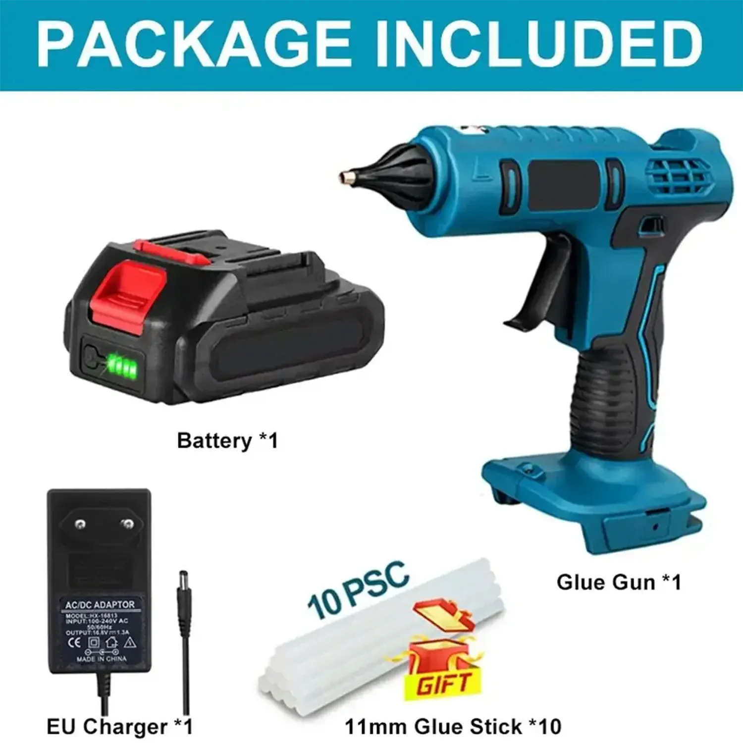 Electric Hot Melt Glue Gun, Cordless Electric Glue Gripper, Hot Melt Welding Battery, Hot Air Gun, 10 Glue Sticks