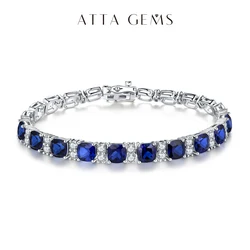 ATTAGEMS 925 Silver Jewelry Original Created Blue Spinel Bracelet 1.0CT Tennis Bracelets For Women Luxury Gift Wedding Authentic