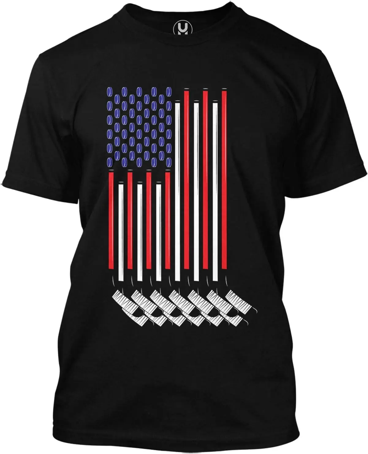 Hockey Stick & Pucks American Flag - Sports Men's T-Shirt