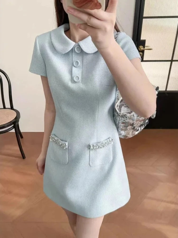 Luxury Brand SameFresh Age Reducing Sequin Rhinestone Embroidered Short Sleeved Dress for Women in Summer 2026