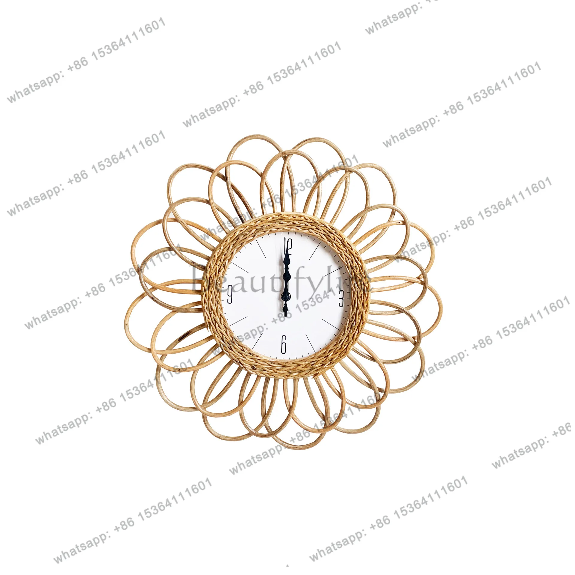 Modern Design Wall Clock Minimalist Light Luxury Flowers Cute Wall Clock Mechanic Round Hands Metal Reloj De Pared Home Decor