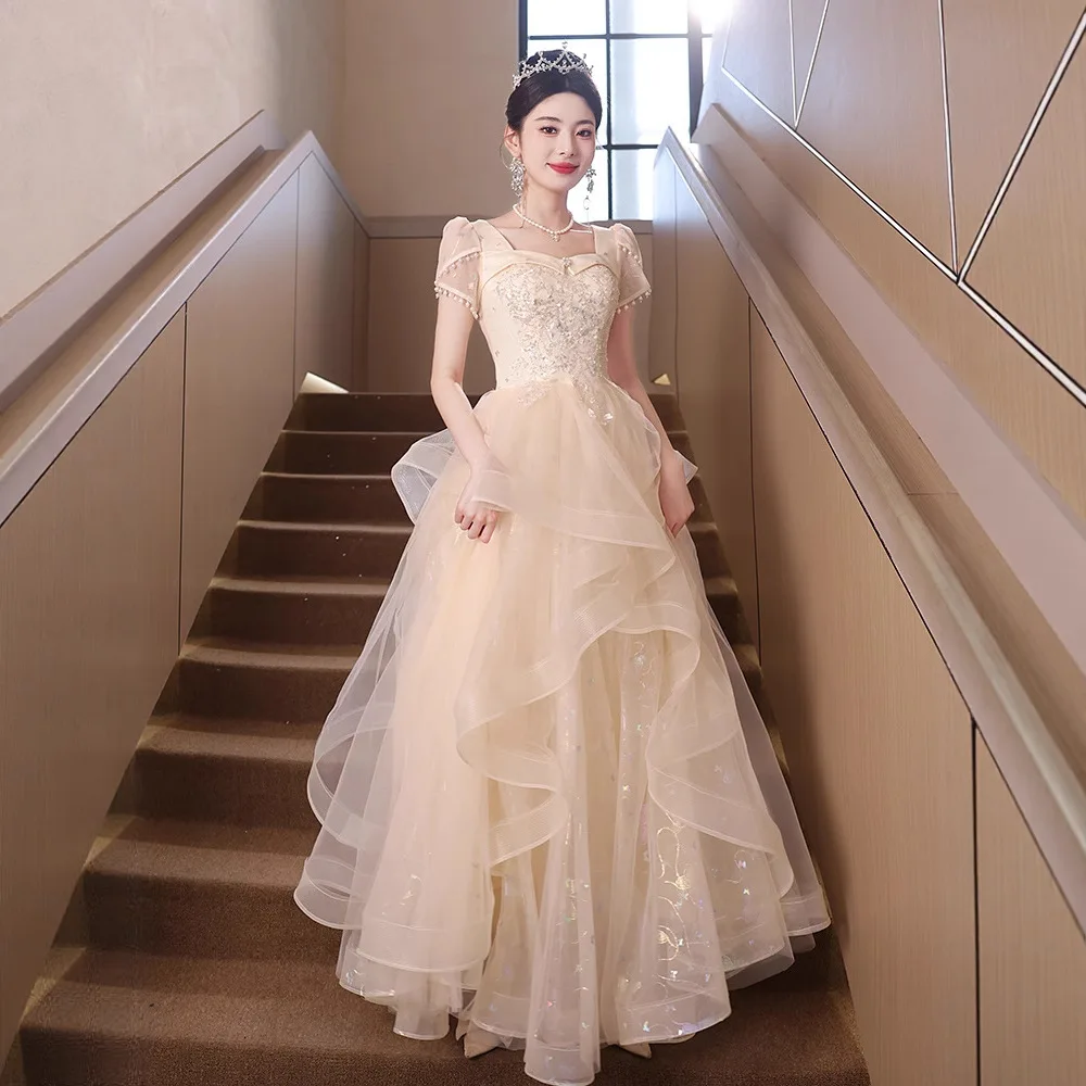 

Luxury Banquet Dress Women Spring New Light Champagne Evening Dress
