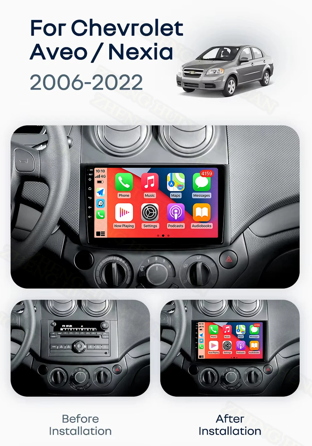 Android 16 Car Radio For Chevrolet Aveo T250 2006 - 2012 Nexia 1 2020 - 2022 Multimidia Video Player Auto CarPlay WIFI 4G DSP
