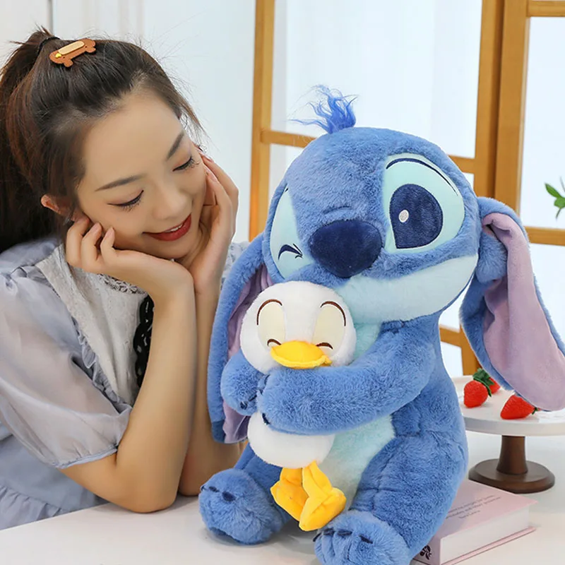 Disney 45cm Pluszowa lalka Stitch Lilo Doll Cute Duck Stitch Pluszowa pluszowa zabawka Świąteczny prezent urodzinowy dla dzieci Dekoracja Kawaii