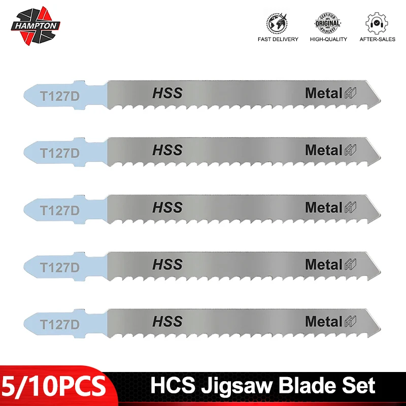 

HAMPTON 5/10PCS Wood Cutter Saw Blade T-Shank Jig Saw Blade Set 127D High Carbon Steel Jig Saw Blade For Wood/Metal Cutting