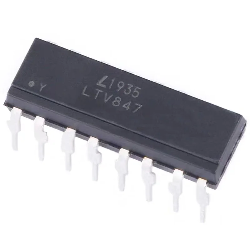 10 buah LTV-847 LTV847 PC847 PC817-4 DIP-16 Transistor Output Chip Optocoupler