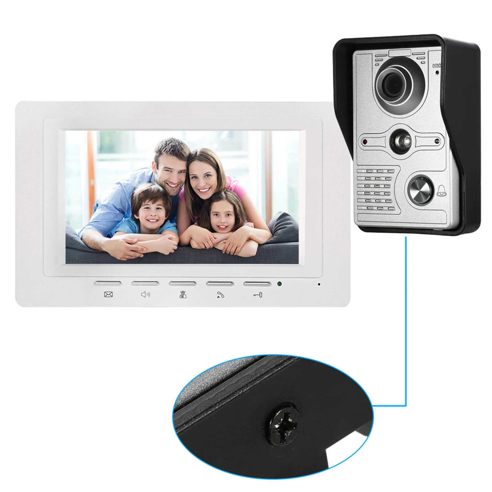 7 inch Wired Video Doorbell Indoor Monitor IR-CUT Outdoor Camera Visual Intercom Two-way Audio Remote Unlock Video Door Phone