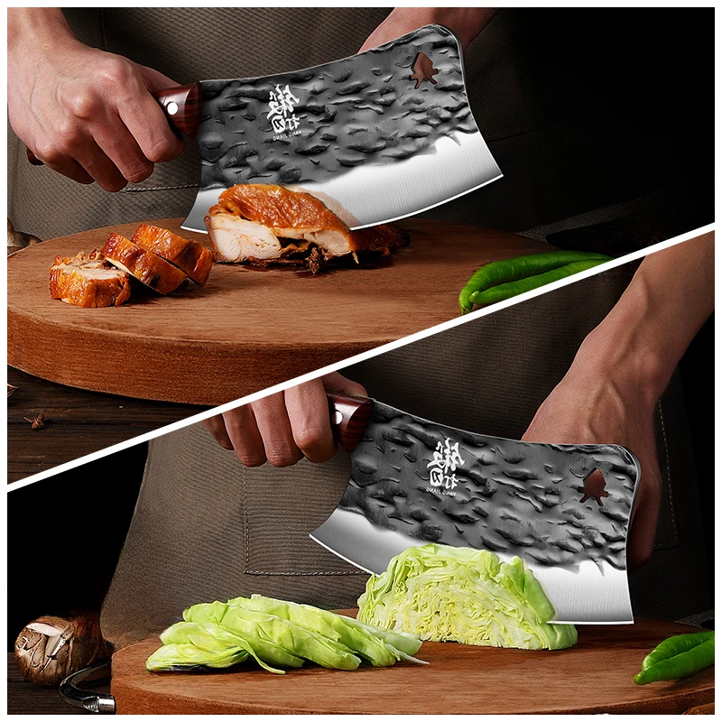 Bone-cutting knife, home use forged kitchen knife specifically, sharp kitchen knife suitable for both meat chopping and slicing.