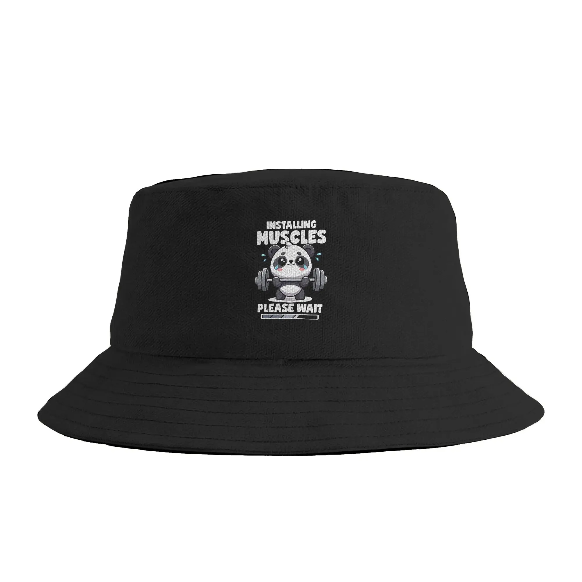 Installing Muscles Please Wait Panda Lifting Gym Quote Panda Bucket Hat Spring  Classic Fisherman Hats For Unisex Fishing Caps