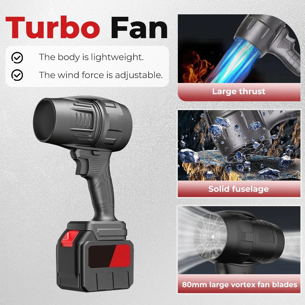 Soplador violento para coche, 40000RPM/min, pistola de aire Turbo Jet, sopladores eléctricos potentes, ventilador violento de mano para batería Makita de 18V