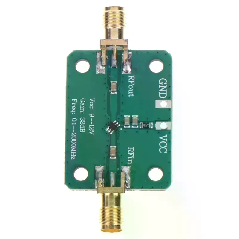 Low Power RF Broadband Amplifier Module 32dB Gain 0.1-2000MHz 9-12V 1Pcs for Portable Radio Use