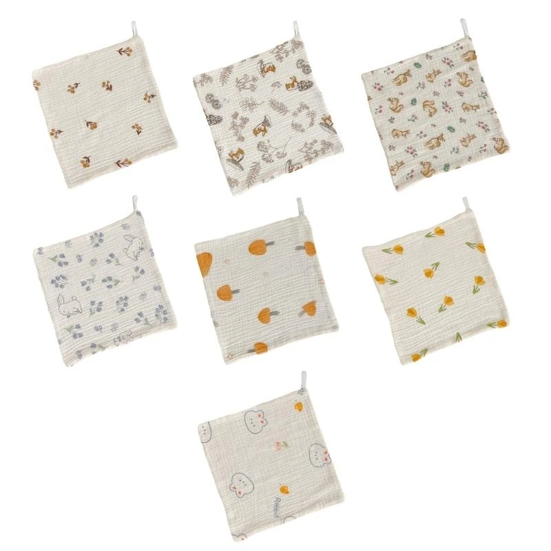 

J15U Nursing Towel Cotton Wiping Saliva Towel Cartoon Pattern Wiping Towel Face Towel