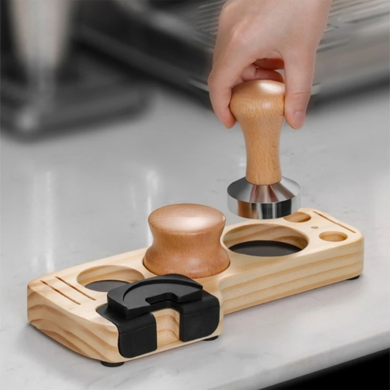 Coffee Tamper Station Portafilter Holder Wooden Base Stand Espresso Tamper Mat For Espresso Machine Accessories Drop Shipping image 3