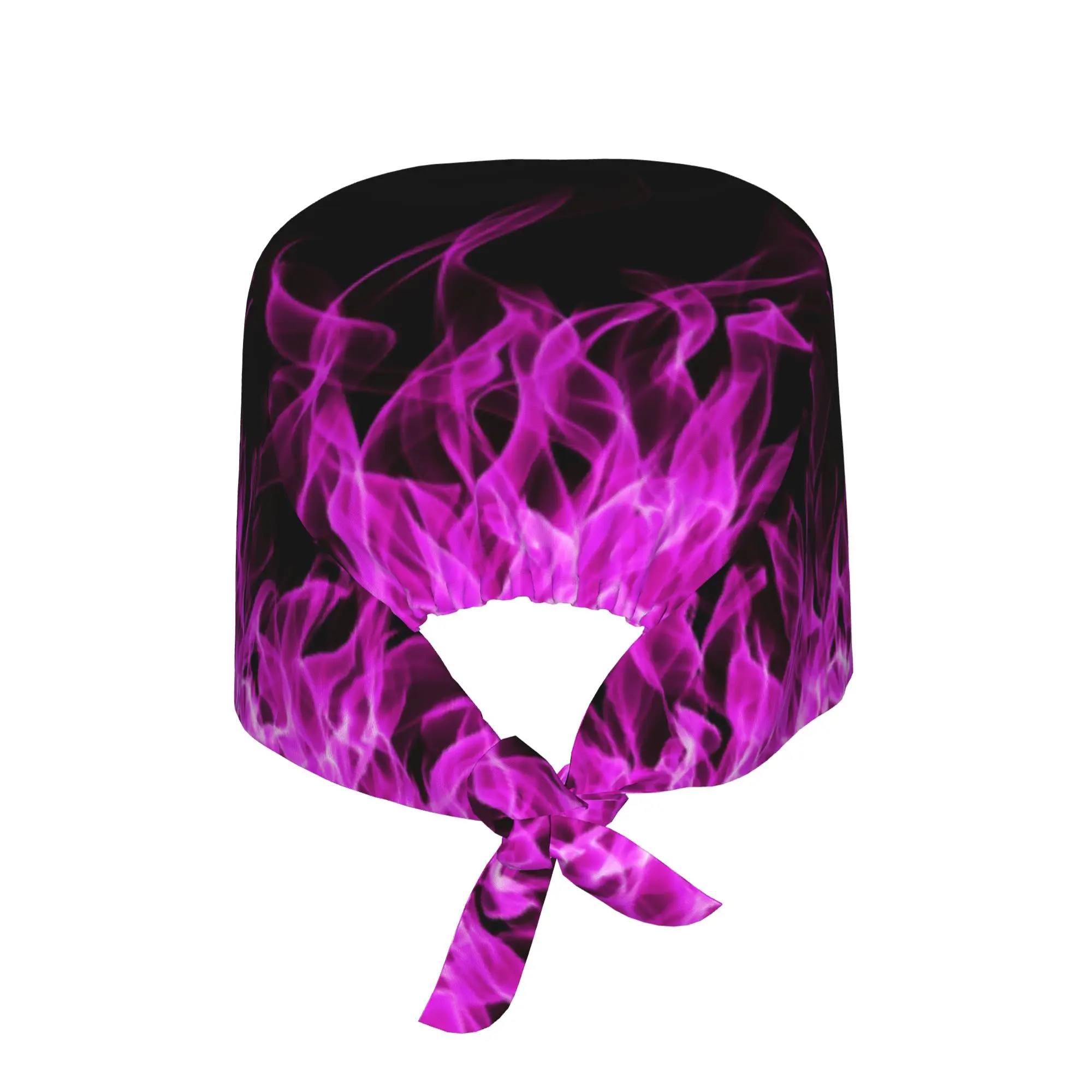 Purple Fire Burning Flames Breathable Nursing Work Cap Surgical Scrub Caps Unisex Nursing Hair Hats  Work Scrubs Hat