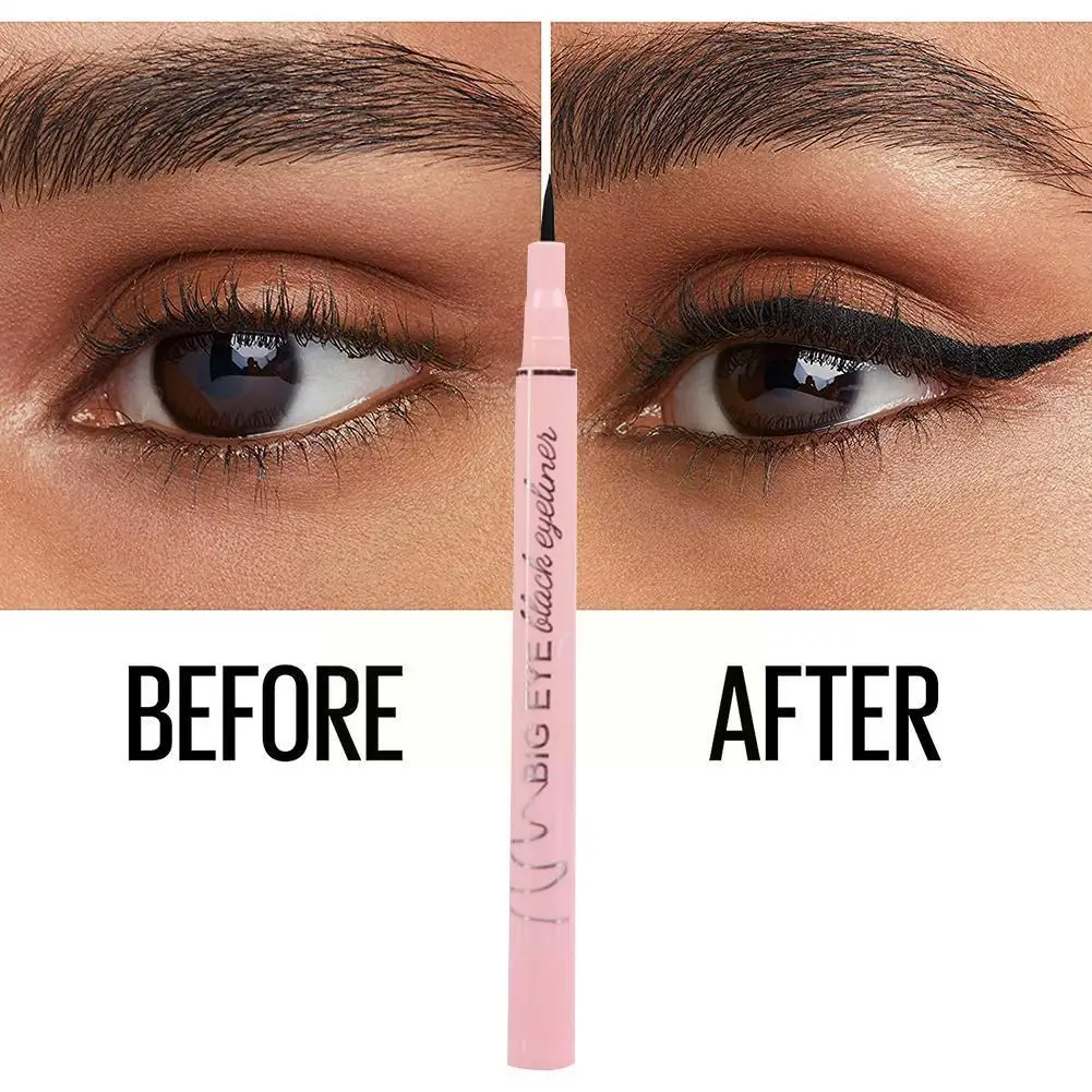 Caneta líquida eyeliner preto impermeável, secagem rápida, de longa duração, anti-suor, refil, sem manchas, ultra-fino, 1mm, Eyeli T0V8