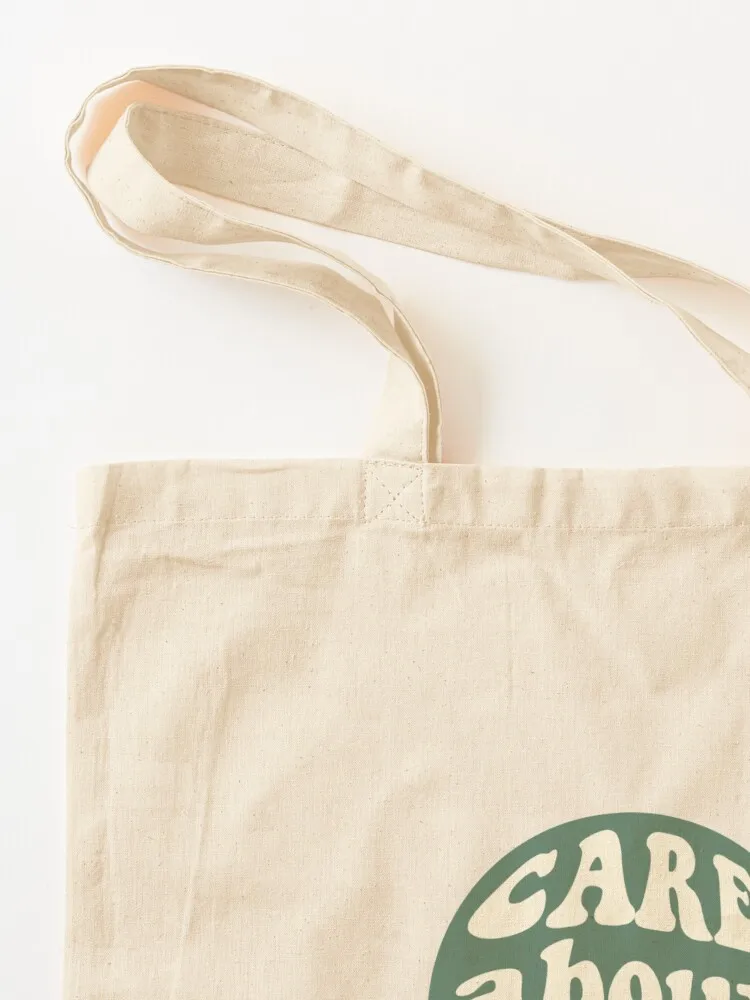 Care about People (Dark Green) Tote Bag foldable reusable bag university shopper bag Canvas stote Shopper