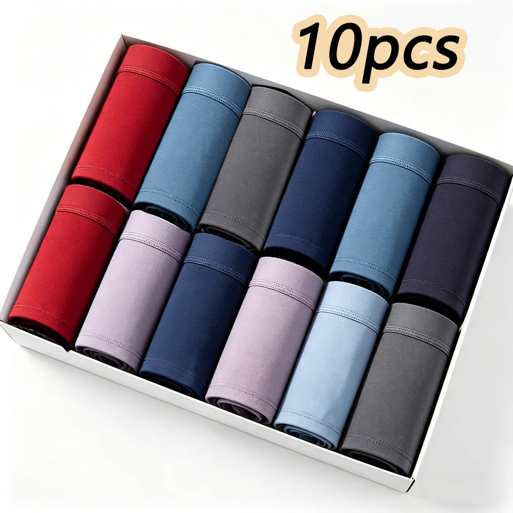 10PCS Big Size Underwear Men Boxer Breathable Soft Men's Boxer Briefs Modal Boxers Men's Square Panties Shorts Sexy Unerderwear