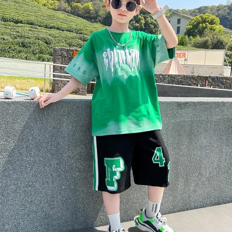 

Спортивная одежда с короткими рукавами, летний комплект для мальчиков, детская одежда, наряд для мальчика, спортивный костюм, комплекты одинарных костюмов и кроссовок для маленьких мальчиков
