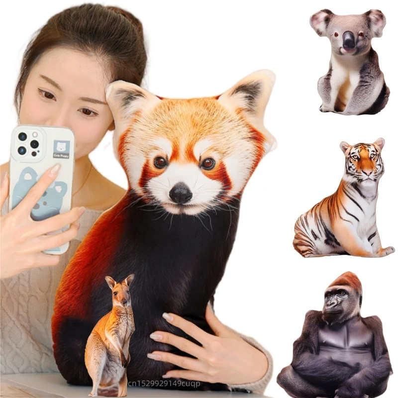 40-50cm Simulation Animal Plush Doll Pillow Raccoon Panda Gorilla Lion Tiger Kangaroo Koala Hippo Bear Plush Pillow Home Decor