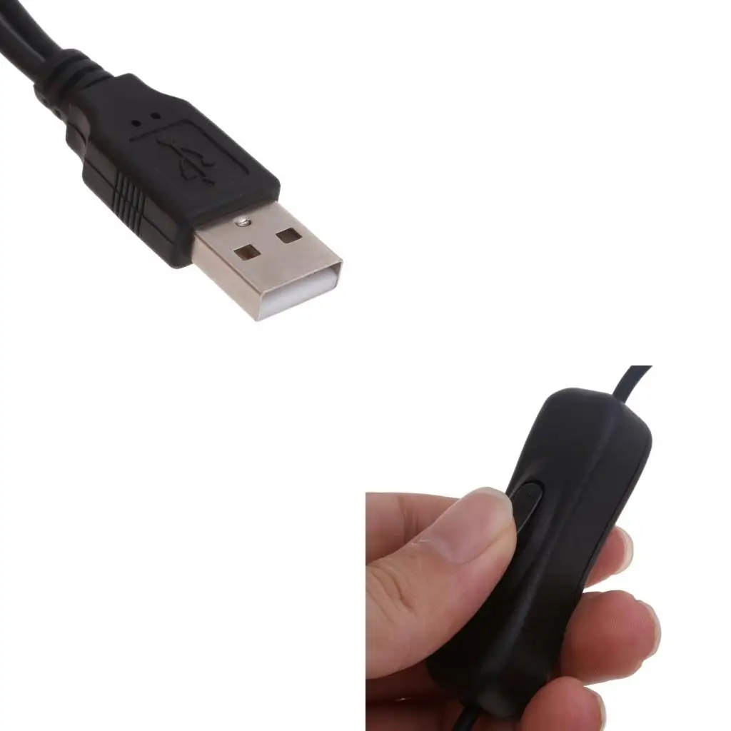  30cm/1m USB Cable Extension Cord with Double On Off Switches for USB Fan/Light